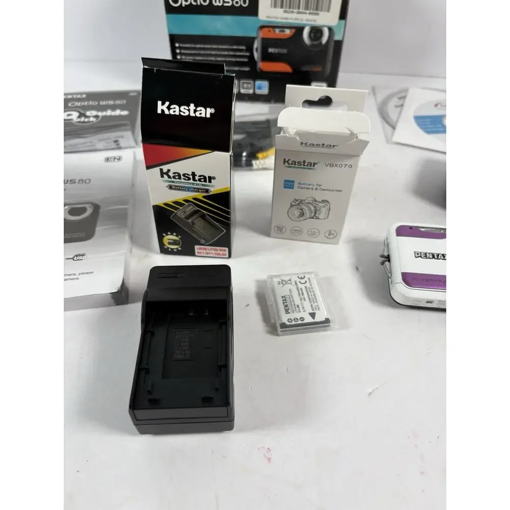 Pentax Optio WS80 10MP Waterproof Digital Camera Tested Box Charger Battery
